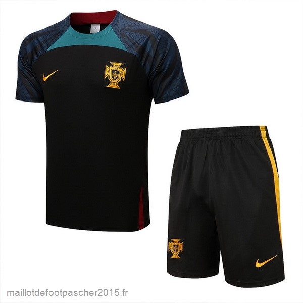 Maillot Foot Achat Entrainement Ensemble Complet Portugal 2022 Noir I Vert