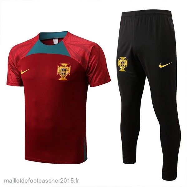 Maillot Foot Achat Entrainement Ensemble Complet Portugal 2022 Rouge Vert Noir