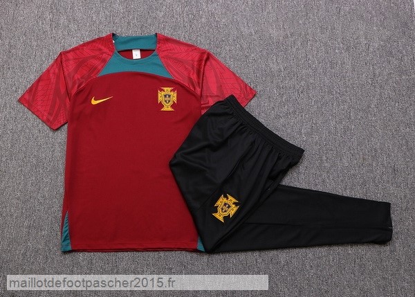 Maillot Foot Achat Entrainement Ensemble Complet Portugal 2022 Rouge Vert Noir
