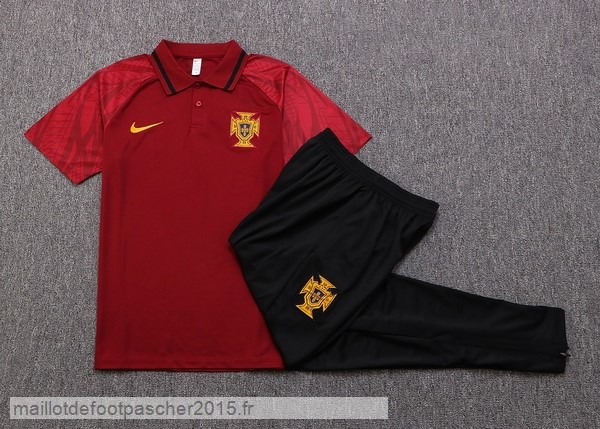 Maillot Foot Achat Ensemble Complet Polo Portugal 2022 Rouge Noir