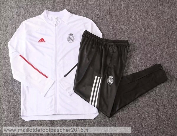 Maillot Foot Achat Survêtements Real Madrid 2020 2021 Blanc Gris Rouge