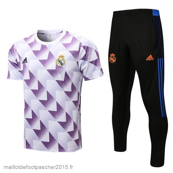 Maillot Foot Achat Entrainement Ensemble Complet Real Madrid 2022 2023 Blanc Purpura Noir