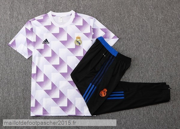 Maillot Foot Achat Entrainement Ensemble Complet Real Madrid 2022 2023 Blanc Purpura Noir