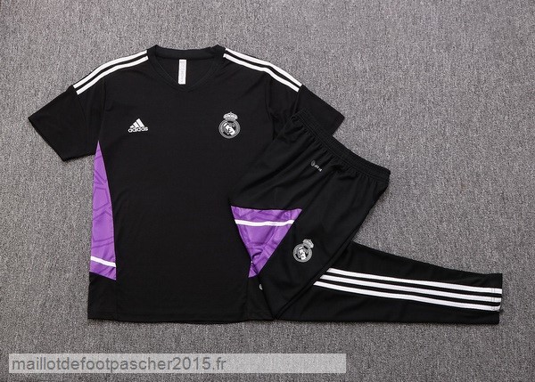 Maillot Foot Achat Entrainement Ensemble Complet Real Madrid 2022 2023 Noir Purpura Blanc