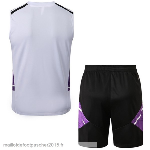 Maillot Foot Achat Entrainement Sans Manches Ensemble Complet Real Madrid 2022 2023 Blanc Purpura Noir