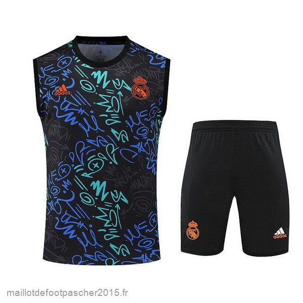 Maillot Foot Achat Entrainement Sans Manches Ensemble Complet Real Madrid 2022 2023 Noir I Vert