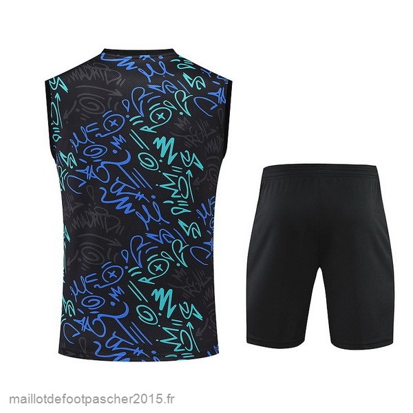 Maillot Foot Achat Entrainement Sans Manches Ensemble Complet Real Madrid 2022 2023 Noir I Vert