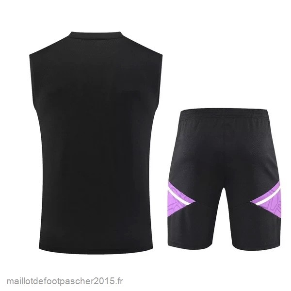 Maillot Foot Achat Entrainement Sans Manches Ensemble Complet Real Madrid 2022 2023 Noir Purpura