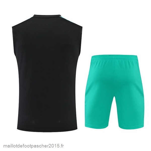 Maillot Foot Achat Entrainement Sans Manches Ensemble Complet Real Madrid 2022 2023 Noir Vert