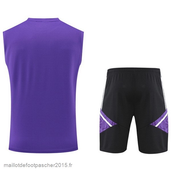 Maillot Foot Achat Entrainement Sans Manches Ensemble Complet Real Madrid 2022 2023 Purpura Noir Blanc