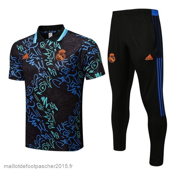 Maillot Foot Achat Ensemble Complet Polo Real Madrid 2022 2023 Noir Vert Bleu
