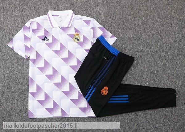 Maillot Foot Achat Ensemble Complet Polo Real Madrid 2022 2023 Purpura Blanc