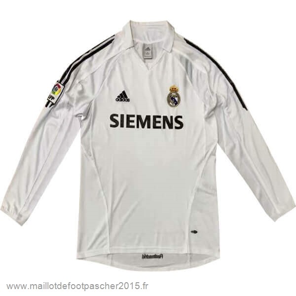 Maillot Foot Achat Domicile Manches Longues Real Madrid Rétro 2005 2006 Blanc