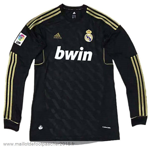 Maillot Foot Achat Exterieur Manches Longues Real Madrid Rétro 2011 2012 Noir