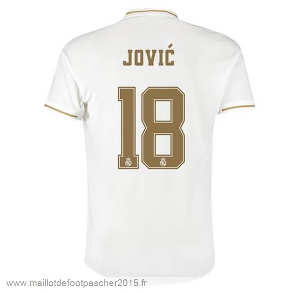 Maillot Foot Achat NO.18 Jovic Domicile Maillot Real Madrid 2019 2020 Blanc