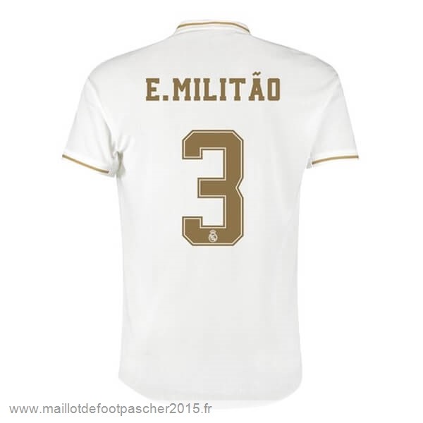 Maillot Foot Achat NO.3 E.Militão Domicile Maillot Real Madrid 2019 2020 Blanc