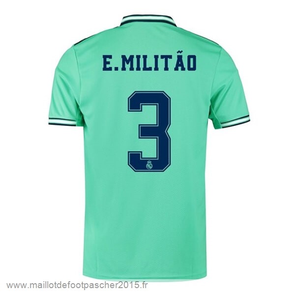 Maillot Foot Achat NO.3 E.Militão Third Maillot Real Madrid 2019 2020 Vert