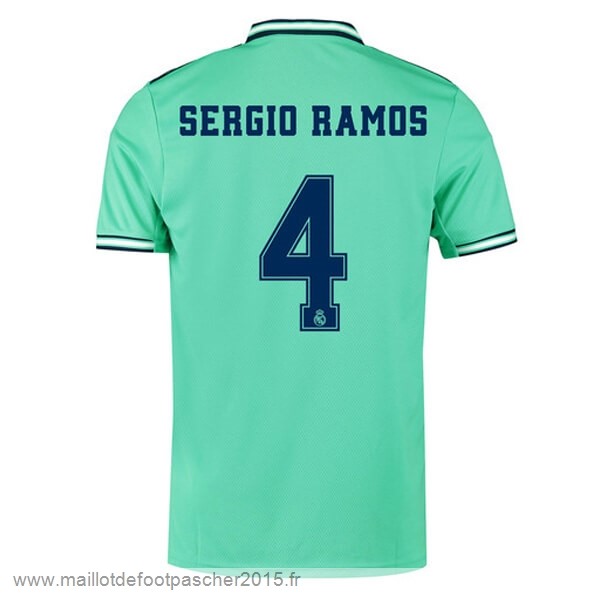 Maillot Foot Achat NO.4 Sergio Ramos Third Maillot Real Madrid 2019 2020 Vert