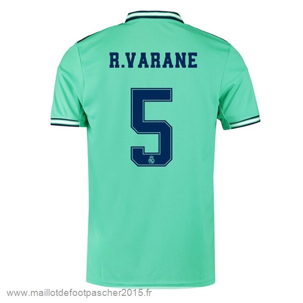 Maillot Foot Achat NO.5 Varane Third Maillot Real Madrid 2019 2020 Vert
