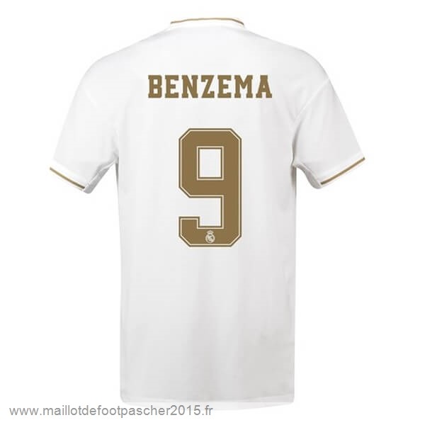 Maillot Foot Achat NO.9 Benzema Domicile Maillot Real Madrid 2019 2020 Blanc