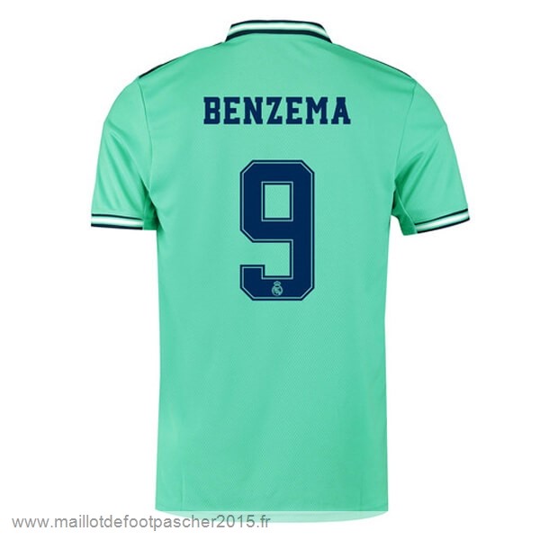 Maillot Foot Achat NO.9 Benzema Third Maillot Real Madrid 2019 2020 Vert