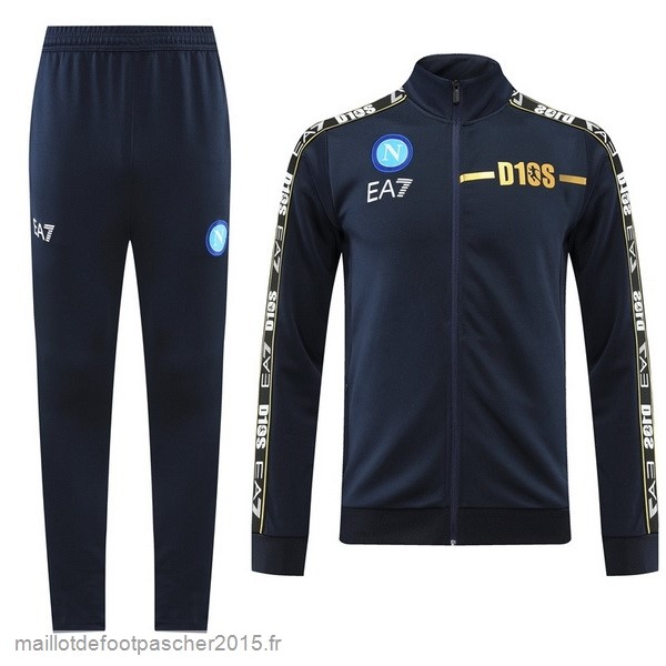 Maillot Foot Achat Ensemble Complet Ensemble longue fermeture éclair vêtements De Sport Napoli 2022 2023 Bleu Marine