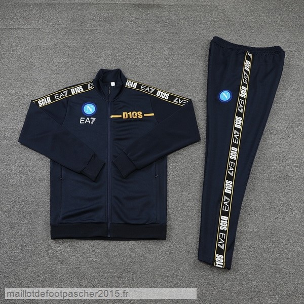Maillot Foot Achat Ensemble Complet Ensemble longue fermeture éclair vêtements De Sport Napoli 2022 2023 Bleu Marine